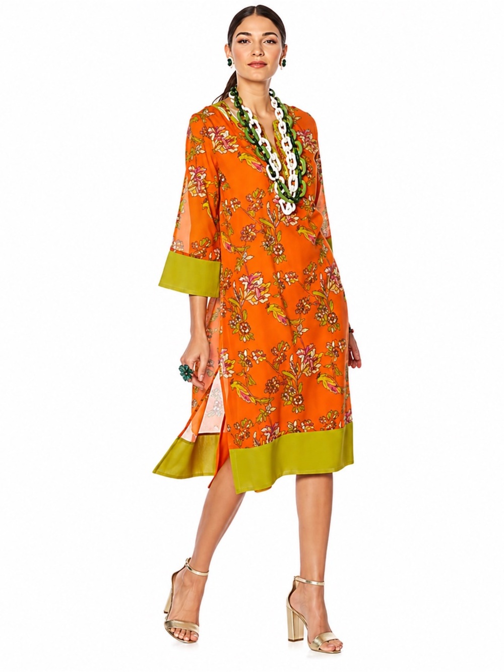Rara Avis Iris Apfel Bird Print Tunic Dress M Embroidered Boho Statement